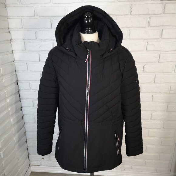 Tommy Hilfiger Ladies Size XL Black Full Zip Lined Jacket with Hood - Picture 1 of 15